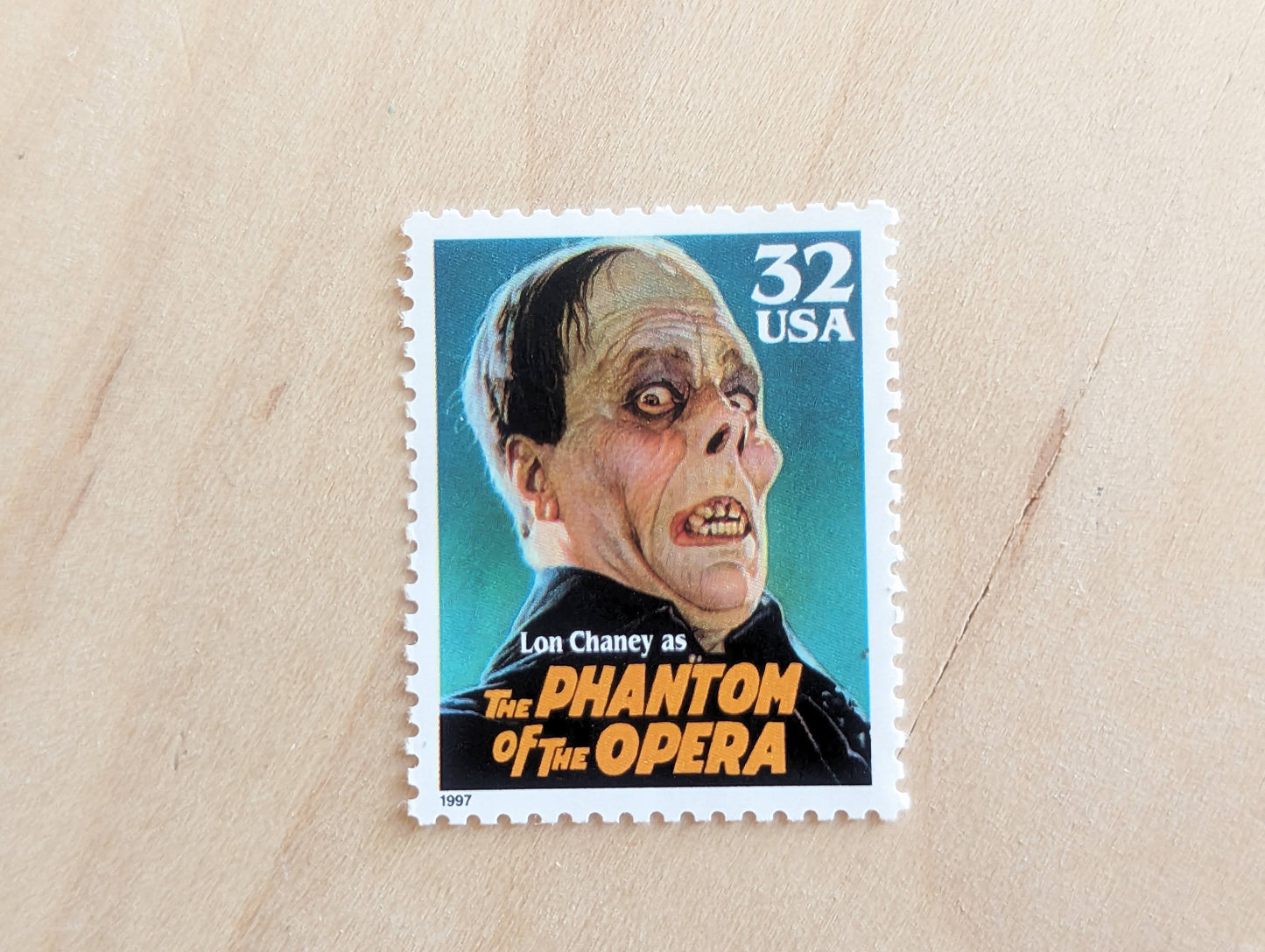 Phantom of The Opera, Set of 5, Vintage Unused USPS 32 Cent Postage Stamps, Classic Movie Monsters Series 1996, Gummed