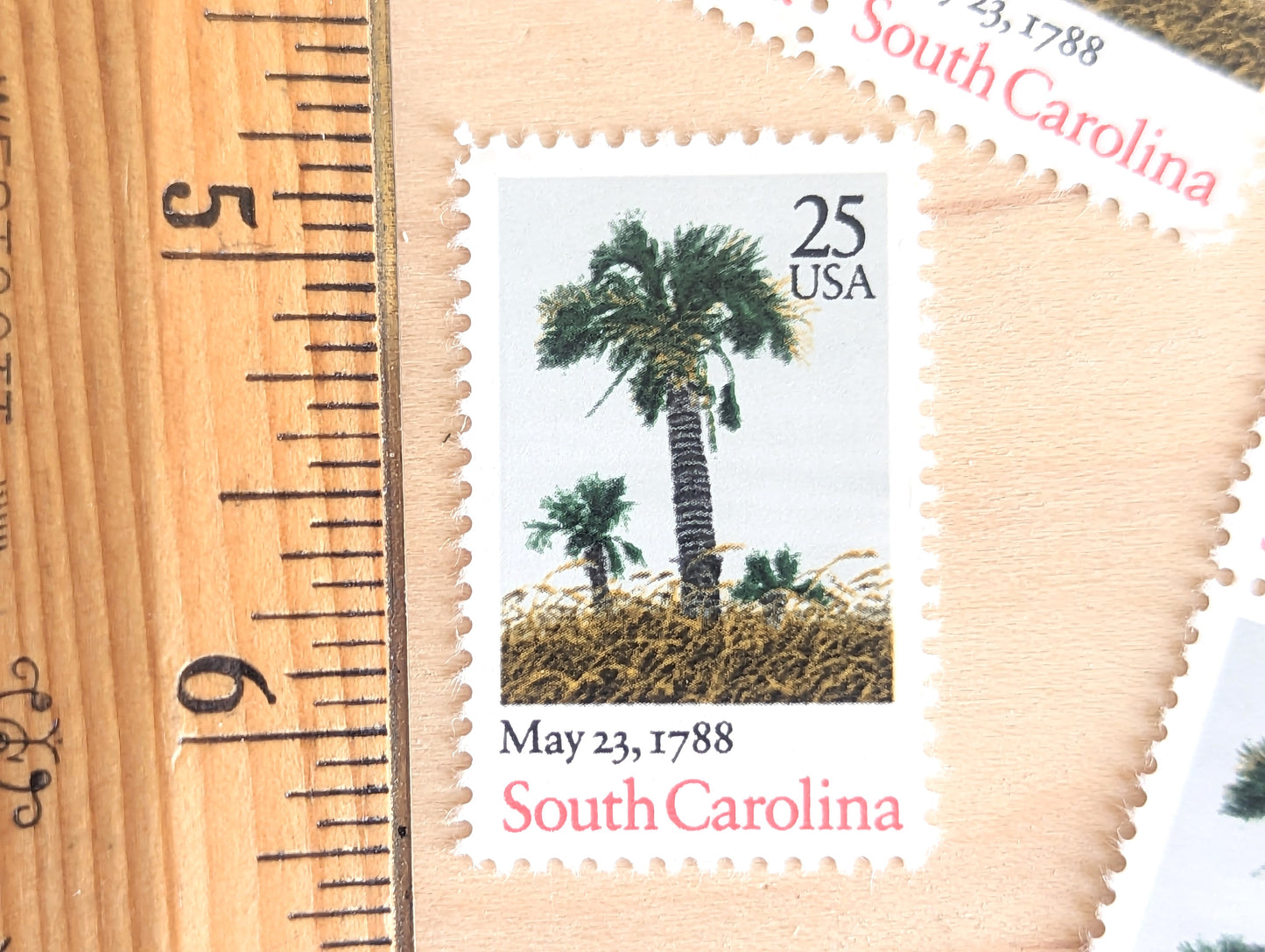 South Carolina, Vintage Unused USPS 25 Cent Postage Stamps, State Stamps (South Carolina), 1988, Gummed