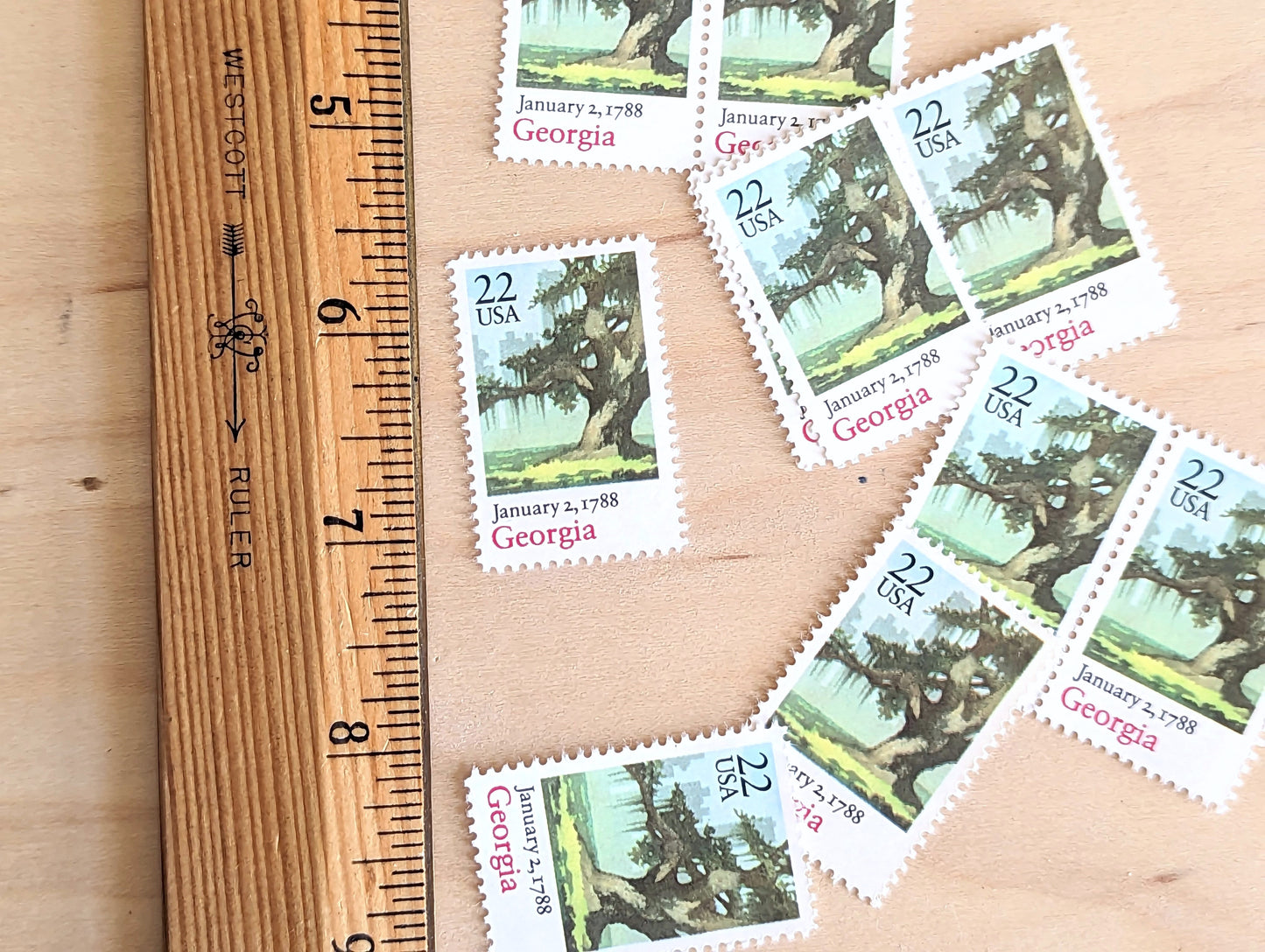 Georgia, Vintage Unused USPS 22 Cent Postage Stamps, State Stamps (Georgia), 1988, Gummed