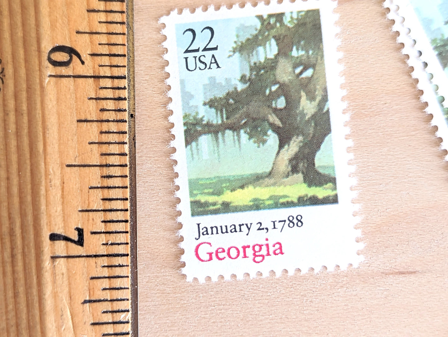 Georgia, Vintage Unused USPS 22 Cent Postage Stamps, State Stamps (Georgia), 1988, Gummed