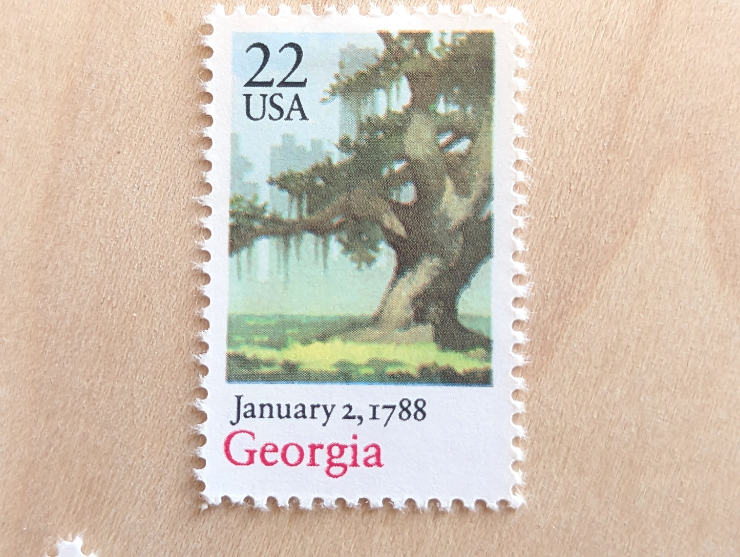 Georgia, Vintage Unused USPS 22 Cent Postage Stamps, State Stamps (Georgia), 1988, Gummed