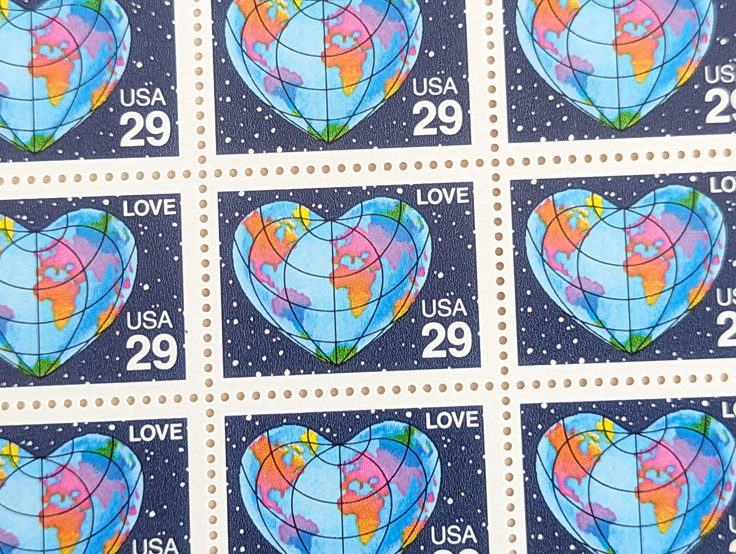 Earth Love Stamps, 29 cent stamps, 1991 Unused USPS Postage Stamps