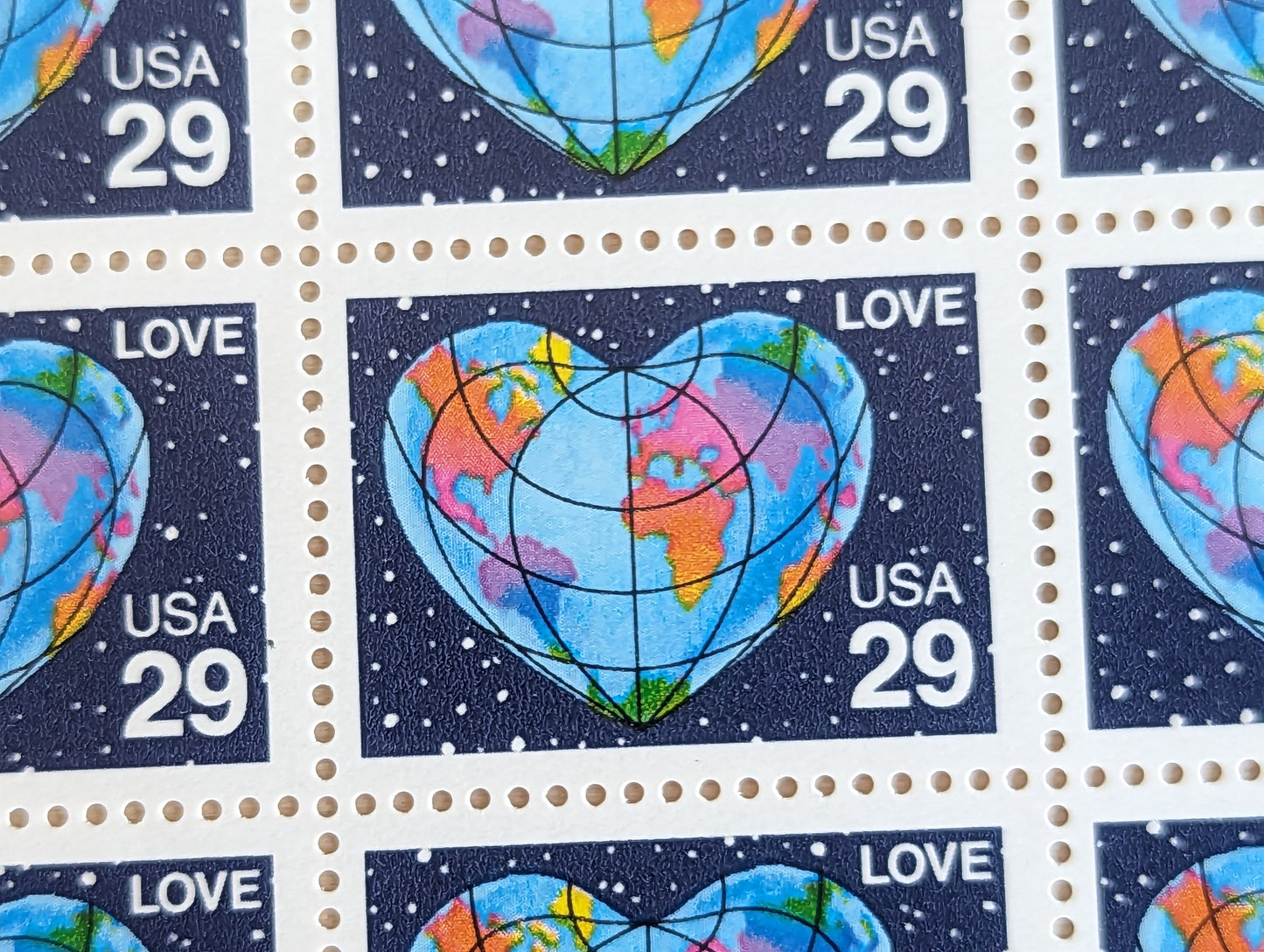 Earth Love Stamps, 29 cent stamps, 1991 Unused USPS Postage Stamps