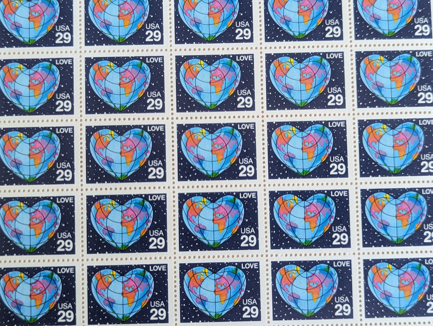 Earth Love Stamps, 29 cent stamps, 1991 Unused USPS Postage Stamps