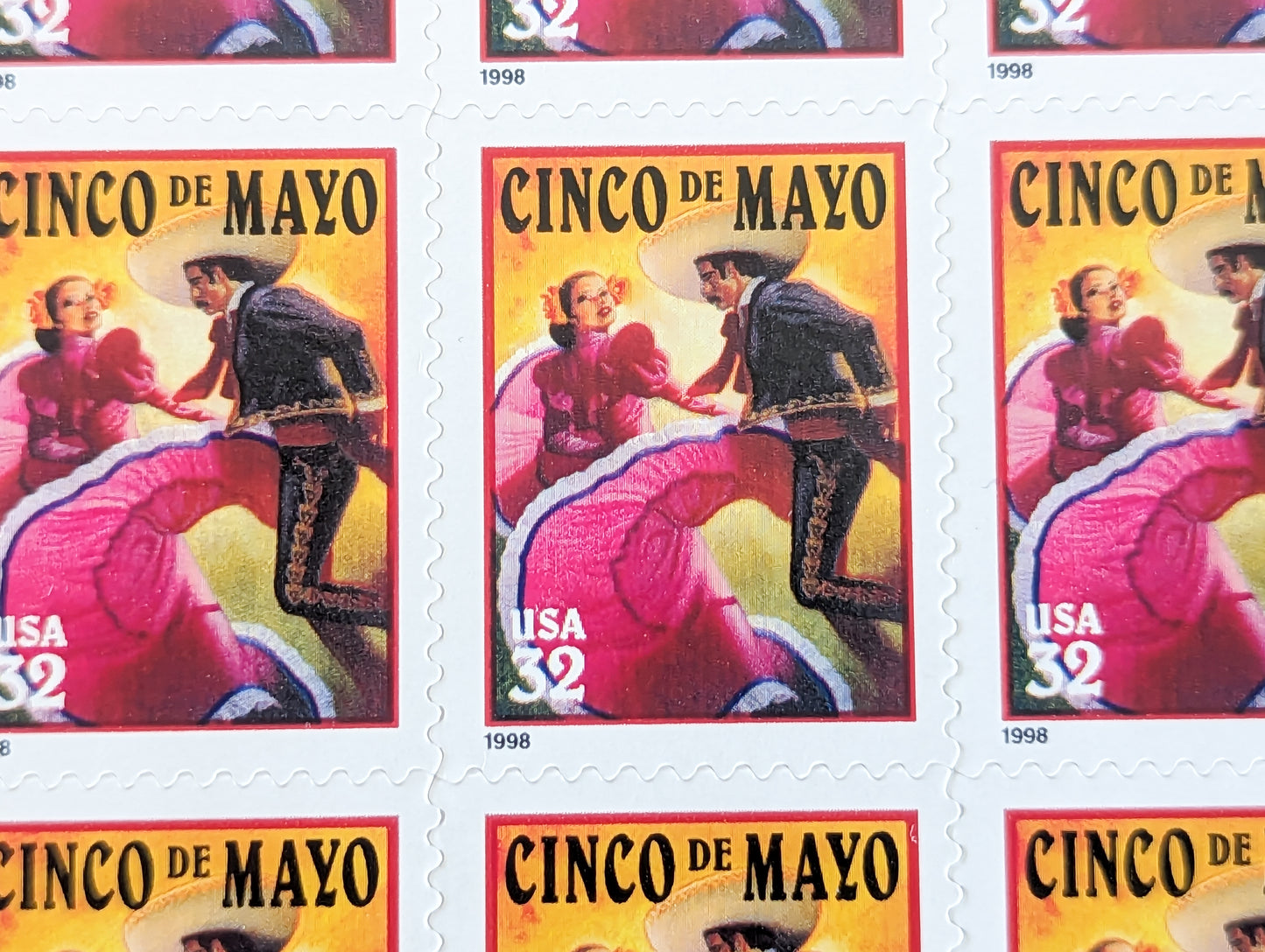 Cinco De Mayo, Sheet of 20, Vintage Unused USPS 32 Cent Postage Stamps, Cinco De Mayo Stamps, 1997, Gummed