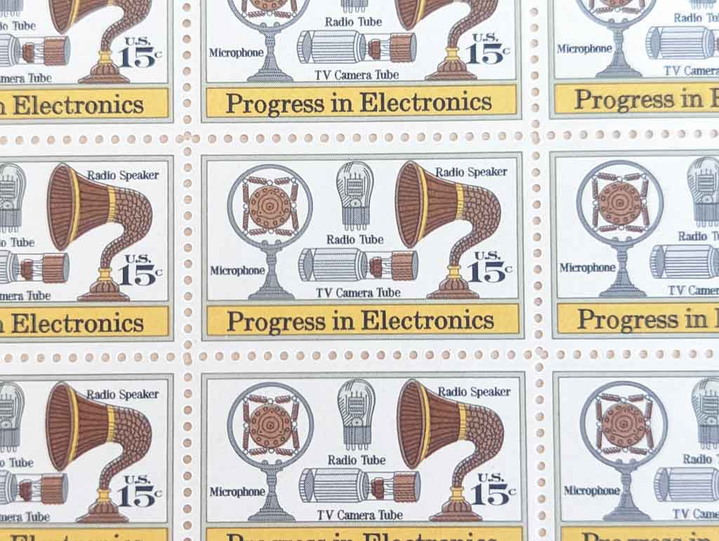 Progress in Electronics, Vintage Unused USPS 15 Cent Postage Stamps, Progress in Electronics Stamps, 1973, Gummed