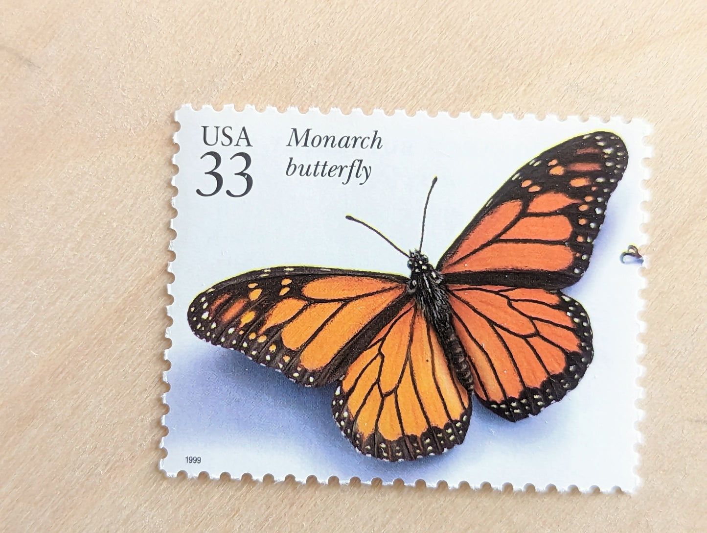 Monarch Butterfly Stamps, Set of 5, Vintage Unused USPS 33 Cent Postage Stamps, Insects and Spiders Series 1999, Gummed