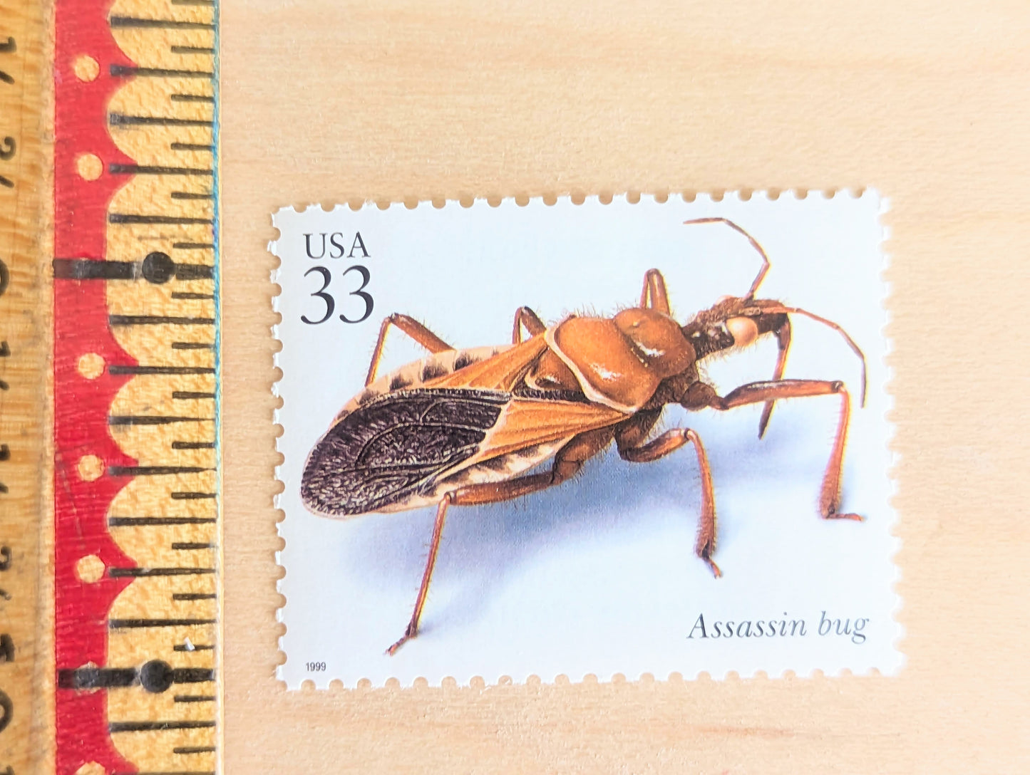 Assassin Bug Stamps, Set of 5, Vintage Unused USPS 33 Cent Postage Stamps, Insects and Spiders Series 1999, Gummed