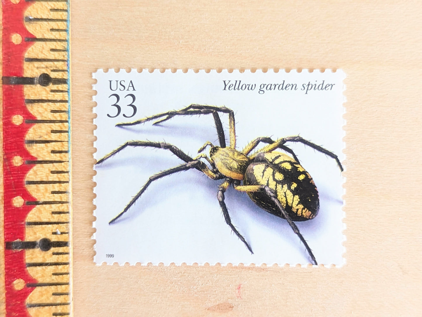 Yellow Garden Spider Stamps, Set of 5, Vintage Unused USPS 33 Cent Postage Stamps, Insects and Spiders Series 1999, Gummed