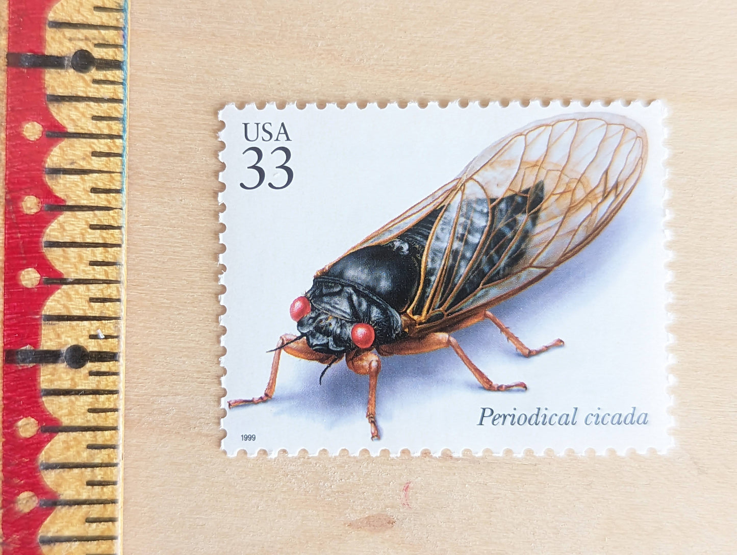 Periodical Cicada Stamps, Set of 5, Vintage Unused USPS 33 Cent Postage Stamps, Insects and Spiders Series 1999, Gummed