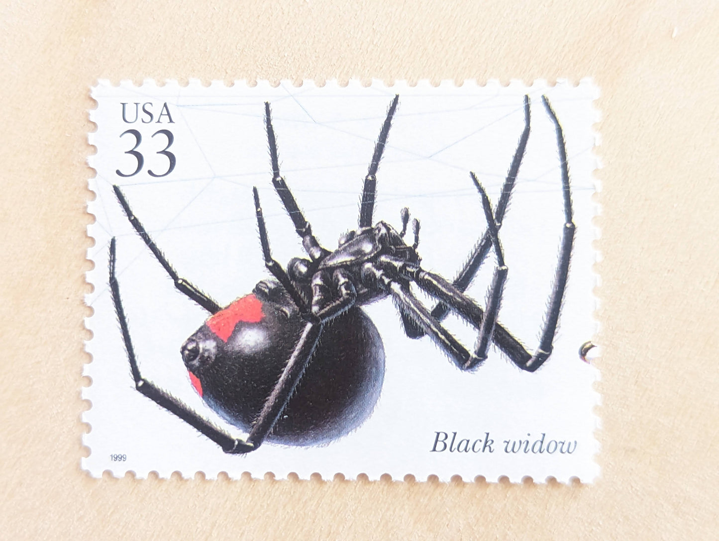 Black Widow Stamps, Set of 5, Vintage Unused USPS 33 Cent Postage Stamps, Insects and Spiders Series 1999, Gummed