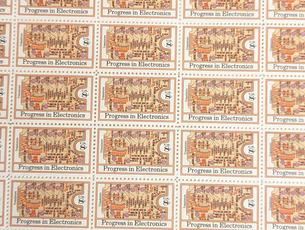Progress in Electronics, Vintage Unused USPS 8 Cent Postage Stamps, Progress in Electronics Stamps, 1973, Gummed