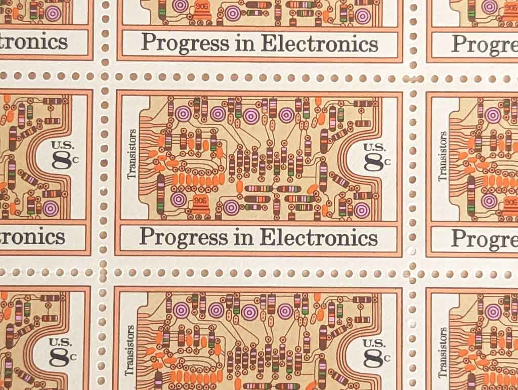 Progress in Electronics, Vintage Unused USPS 8 Cent Postage Stamps, Progress in Electronics Stamps, 1973, Gummed