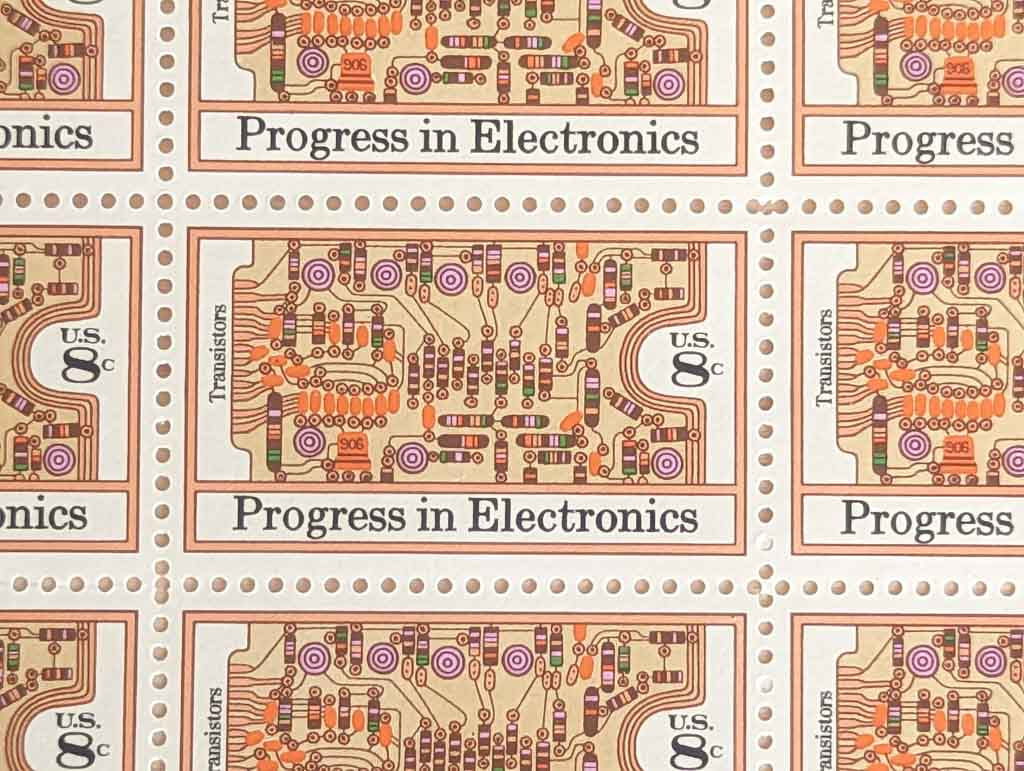 Progress in Electronics, Vintage Unused USPS 8 Cent Postage Stamps, Progress in Electronics Stamps, 1973, Gummed