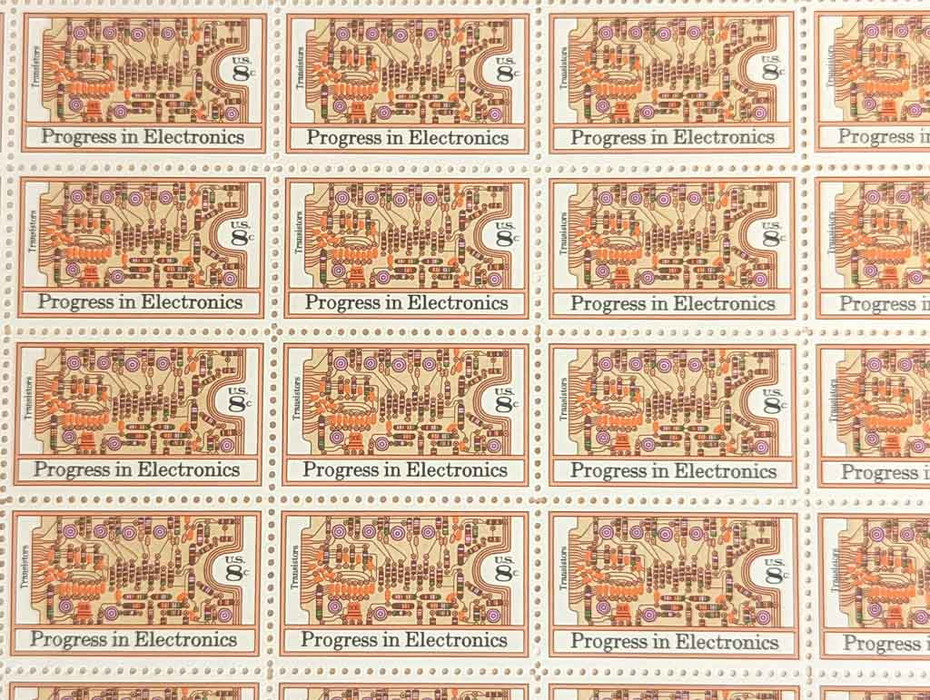 Progress in Electronics, Vintage Unused USPS 8 Cent Postage Stamps, Progress in Electronics Stamps, 1973, Gummed