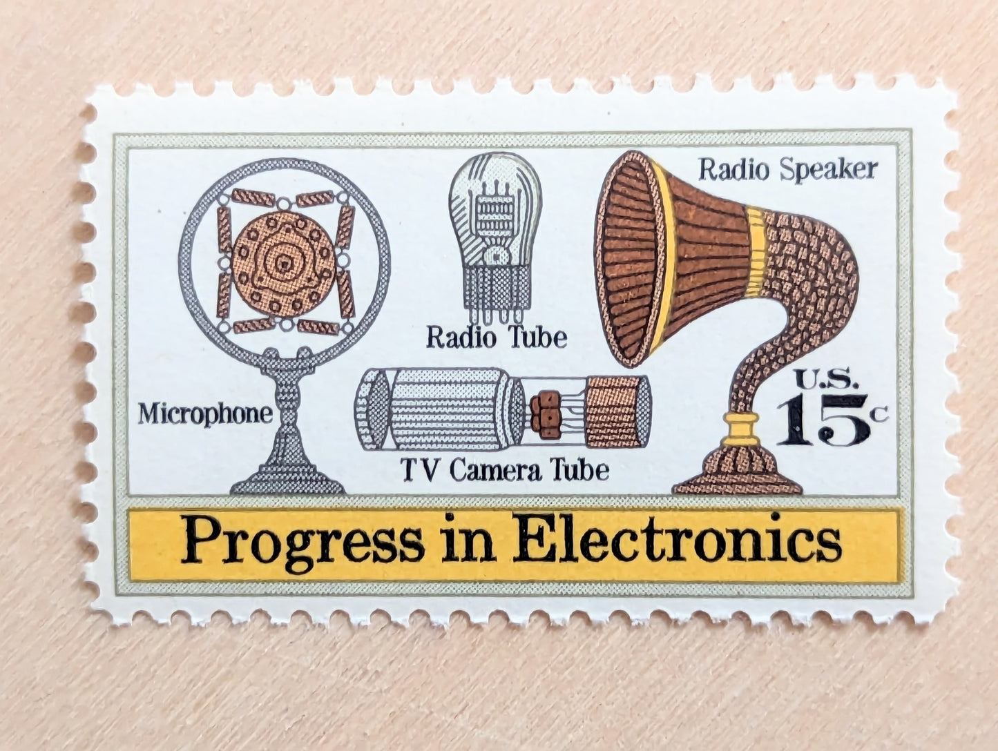 Progress in Electronics, Vintage Unused USPS 15 Cent Postage Stamps, Progress in Electronics Stamps, 1973, Gummed