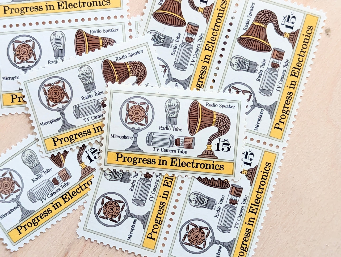 Progress in Electronics, Vintage Unused USPS 15 Cent Postage Stamps, Progress in Electronics Stamps, 1973, Gummed