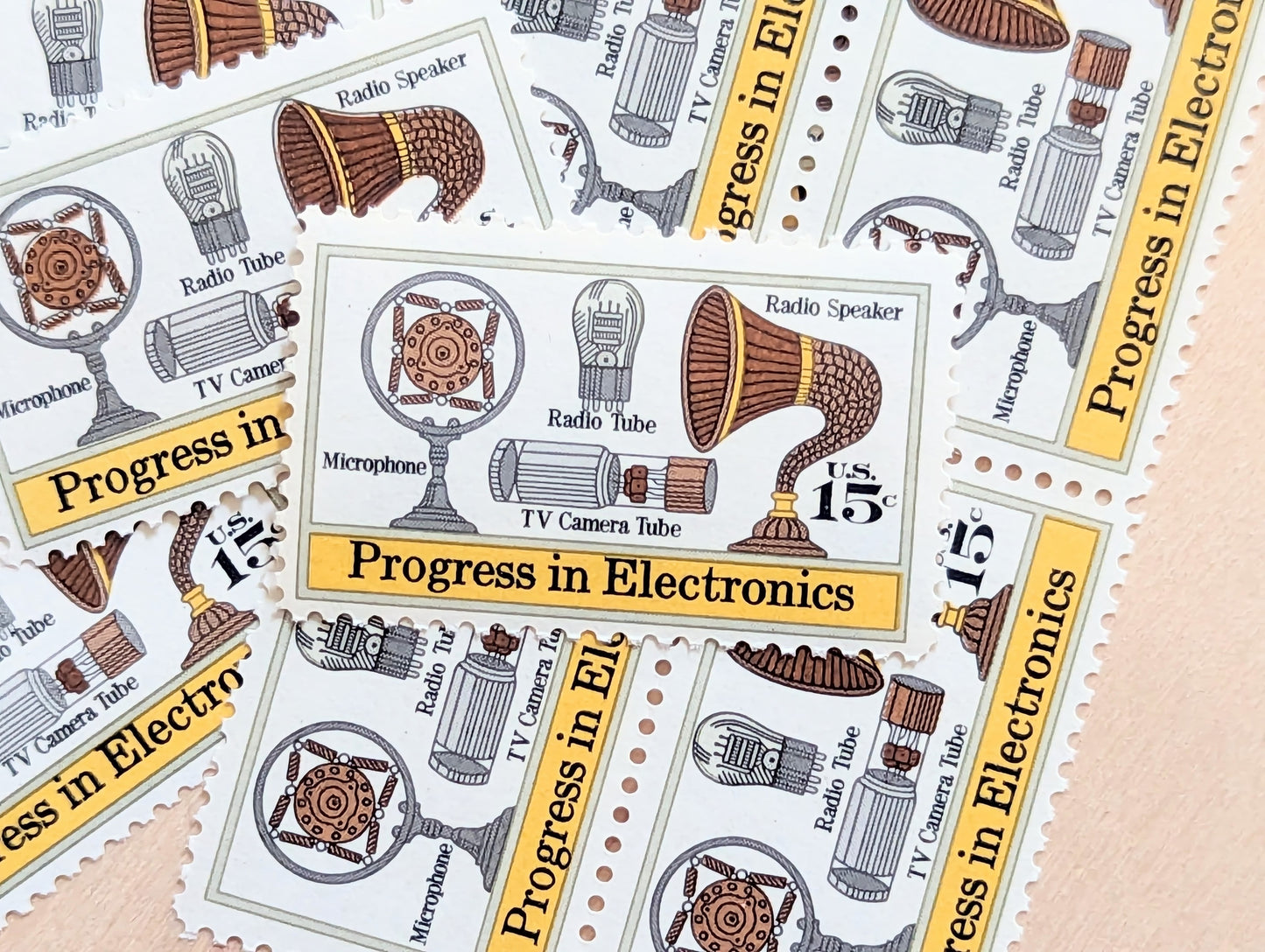 Progress in Electronics, Vintage Unused USPS 15 Cent Postage Stamps, Progress in Electronics Stamps, 1973, Gummed