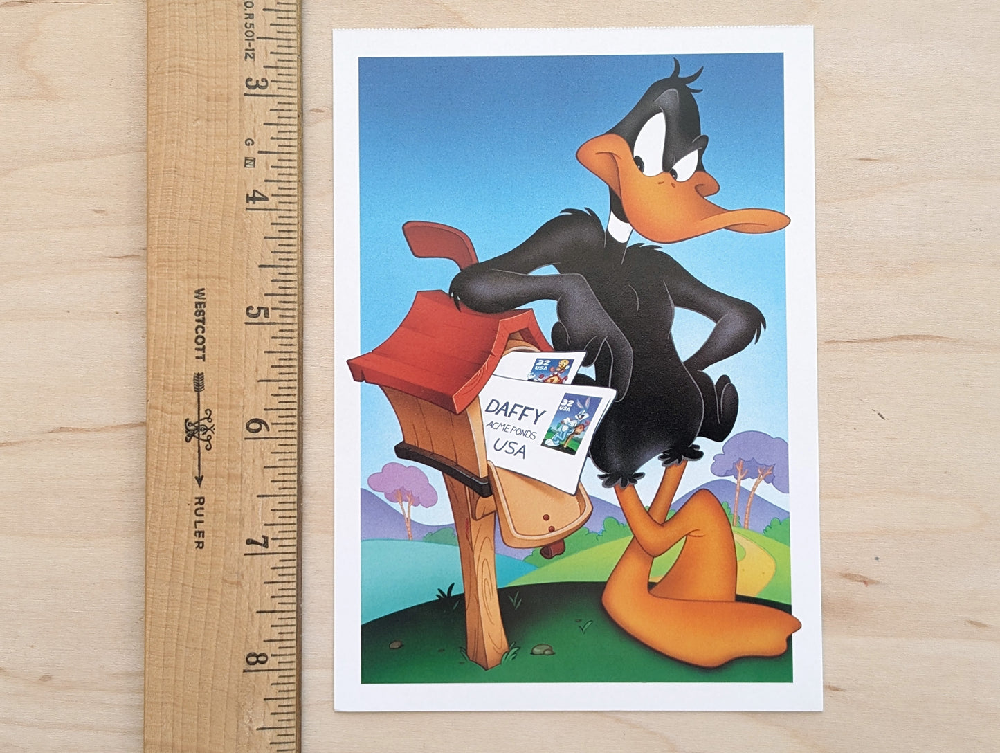 Daffy Duck Postcard Looney Tunes 1999 Unused 20 Cent Pre-Stamped Postcard and 33 Cent Souvenir Sheet