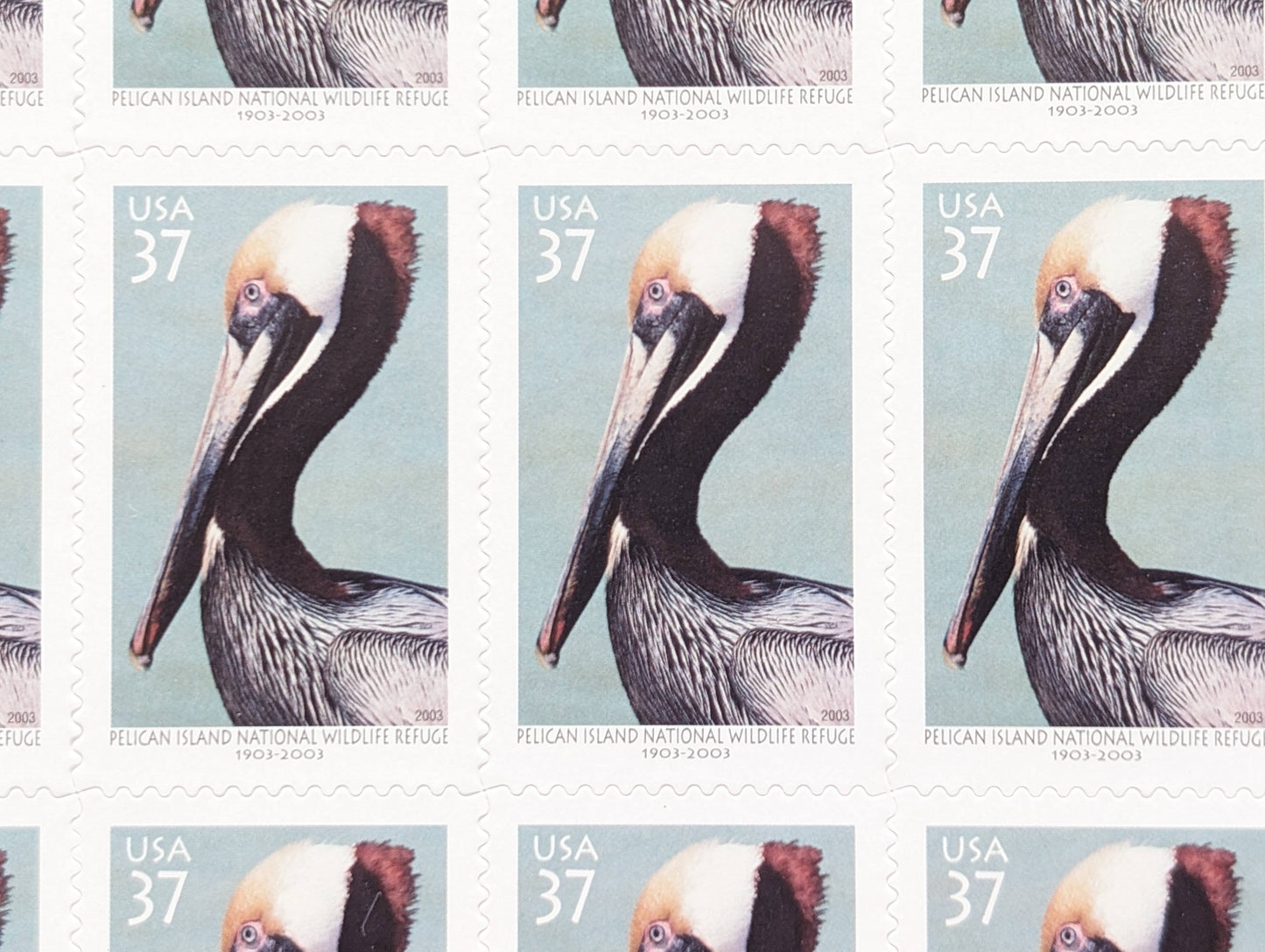Pelican Island National Wildlife Refuge, Vintage Unused USPS 37 Cent Postage Stamps, National Wildlife Refuge Stamps, 2002, Gummed