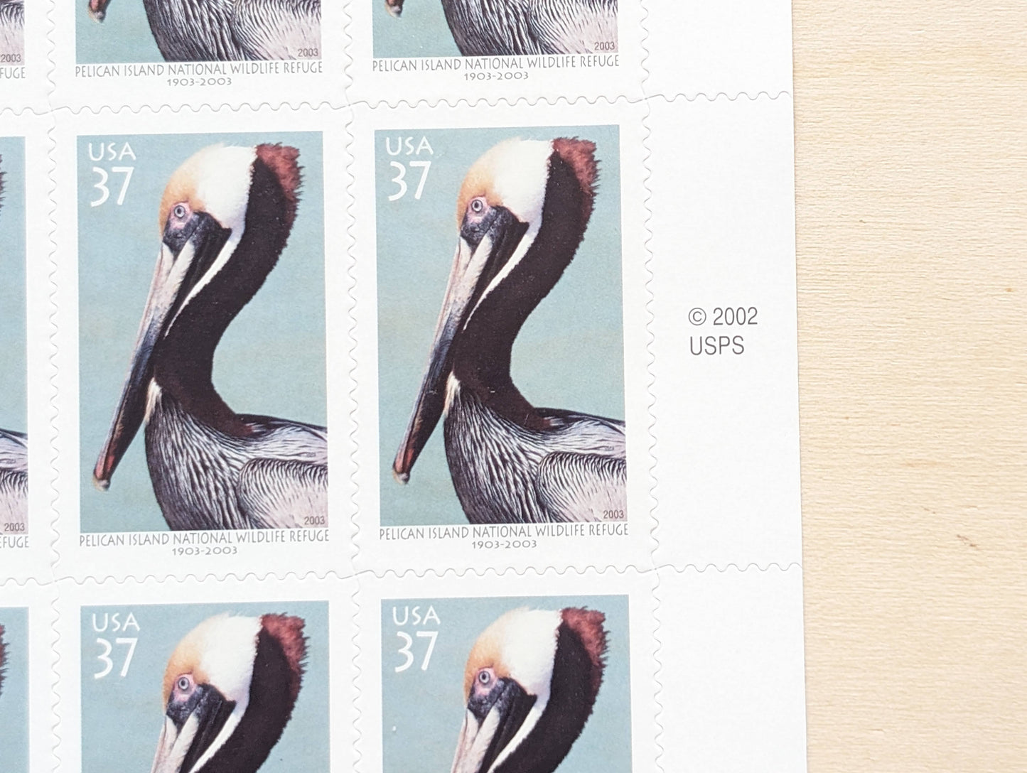 Pelican Island National Wildlife Refuge, Vintage Unused USPS 37 Cent Postage Stamps, National Wildlife Refuge Stamps, 2002, Gummed