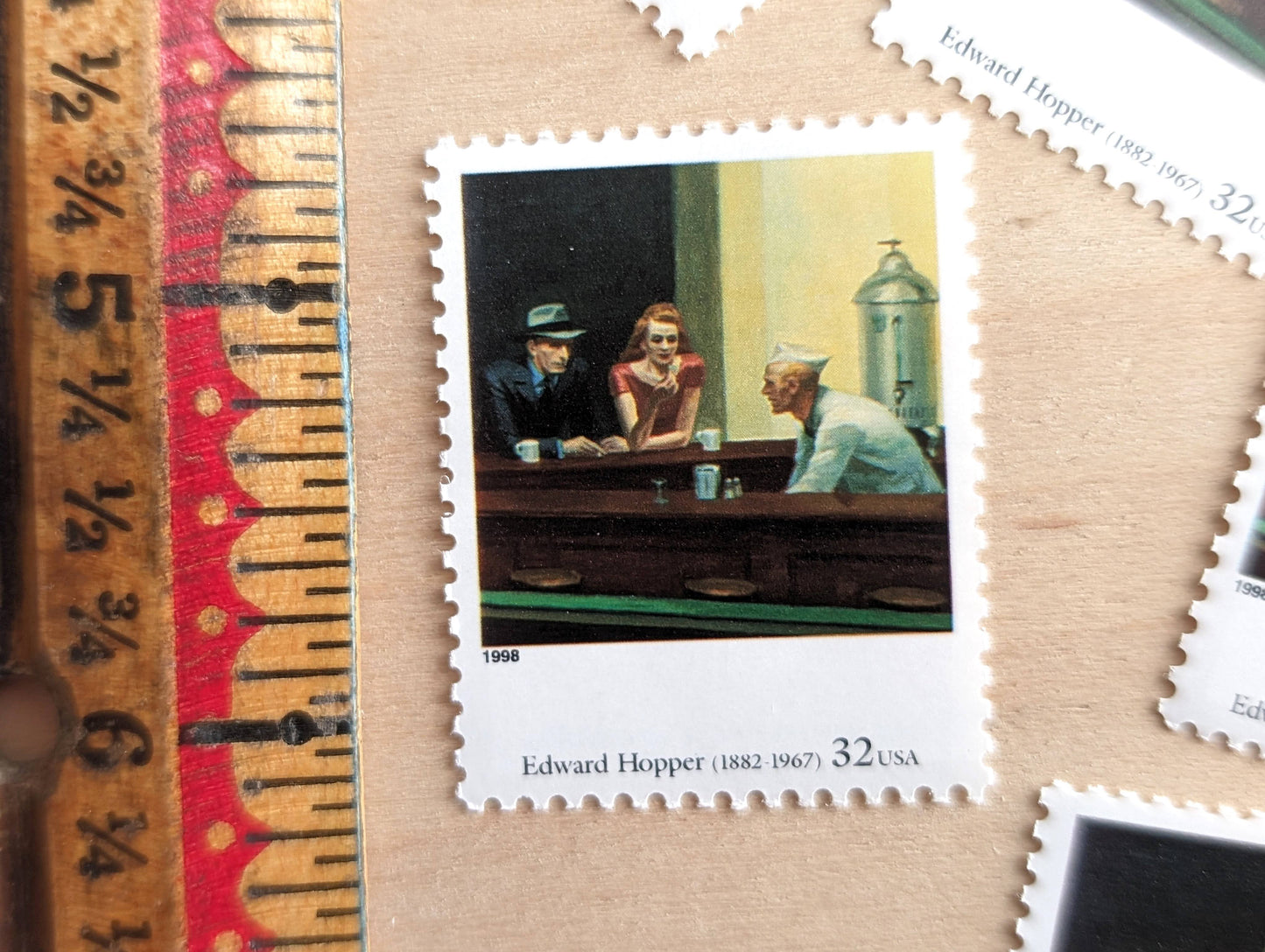 Nighthawks by Edward Hopper, Set of 5, Vintage Unused USPS 32 Cent Postage Stamps, Four Centuries of American Art, 1997, Gummed
