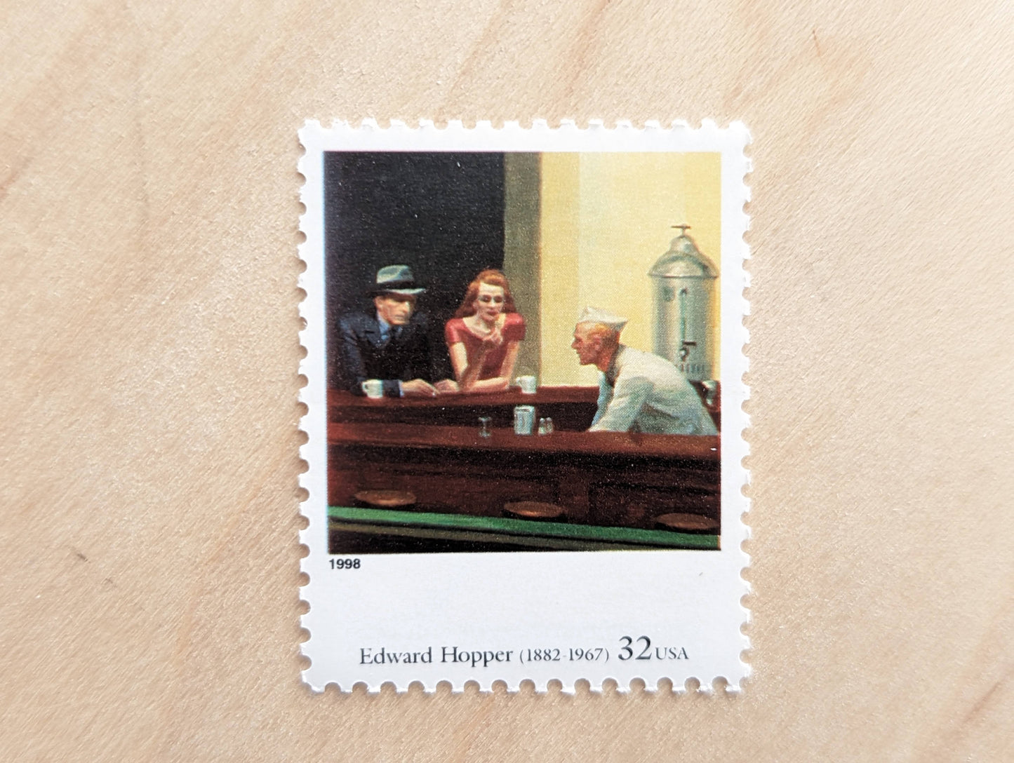 Nighthawks by Edward Hopper, Set of 5, Vintage Unused USPS 32 Cent Postage Stamps, Four Centuries of American Art, 1997, Gummed