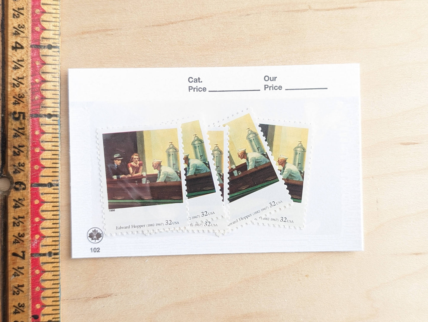 Nighthawks by Edward Hopper, Set of 5, Vintage Unused USPS 32 Cent Postage Stamps, Four Centuries of American Art, 1997, Gummed