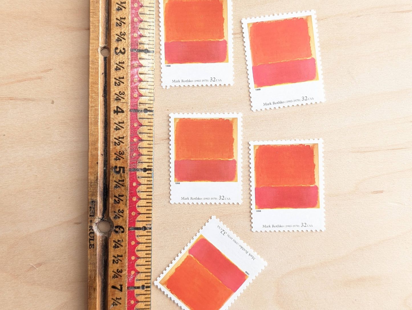 No. 12 by Mark Rothko, Set of 5, Vintage Unused USPS 32 Cent Postage Stamps, Four Centuries of American Art Series 1997, Gummed