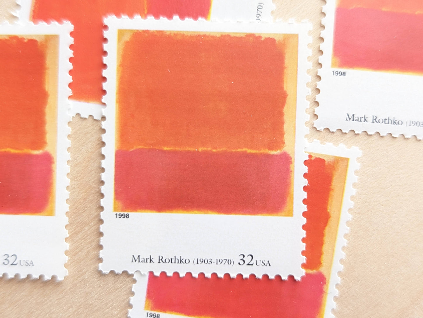 No. 12 by Mark Rothko, Set of 5, Vintage Unused USPS 32 Cent Postage Stamps, Four Centuries of American Art Series 1997, Gummed