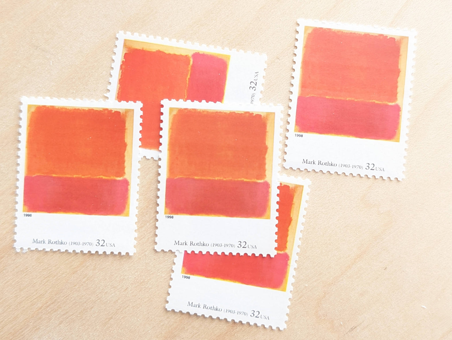 No. 12 by Mark Rothko, Set of 5, Vintage Unused USPS 32 Cent Postage Stamps, Four Centuries of American Art Series 1997, Gummed