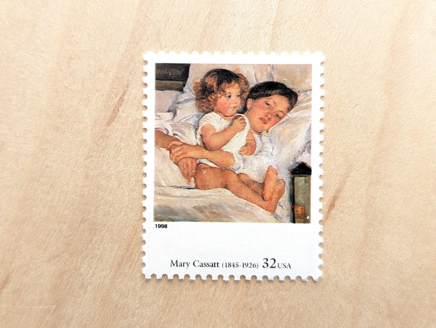 Breakfast in Bed by Mary Cassatt, Set of 5, Vintage Unused USPS 32 Cent Postage Stamps, Four Centuries of American Art Series 1997, Gummed