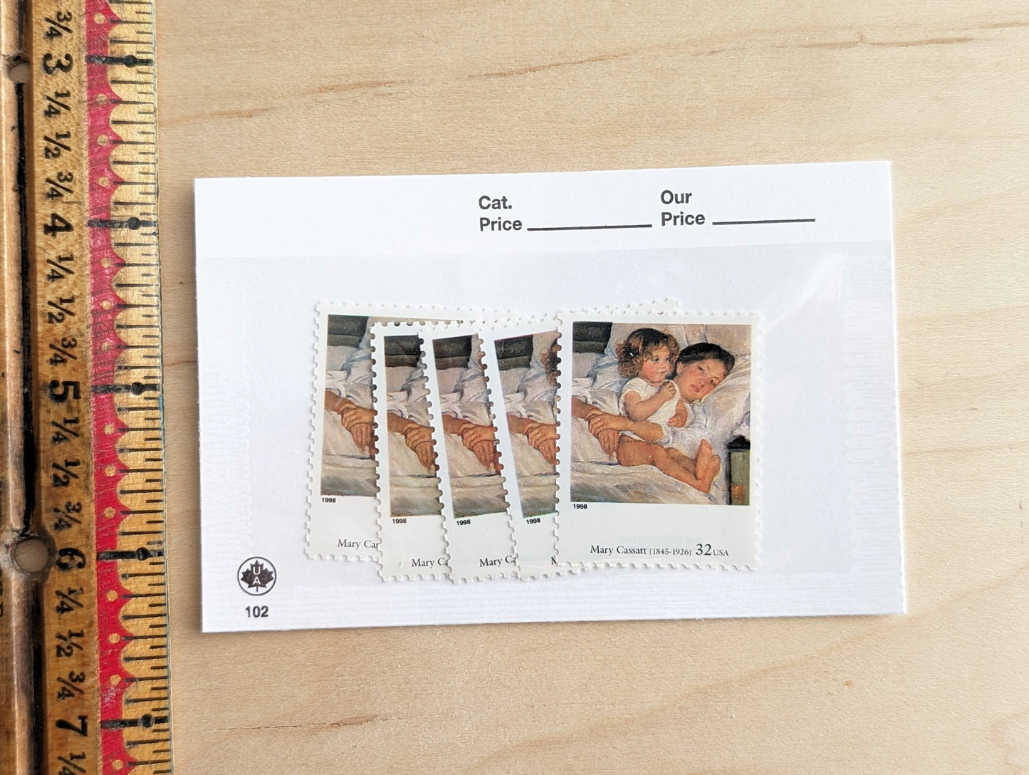 Breakfast in Bed by Mary Cassatt, Set of 5, Vintage Unused USPS 32 Cent Postage Stamps, Four Centuries of American Art Series 1997, Gummed