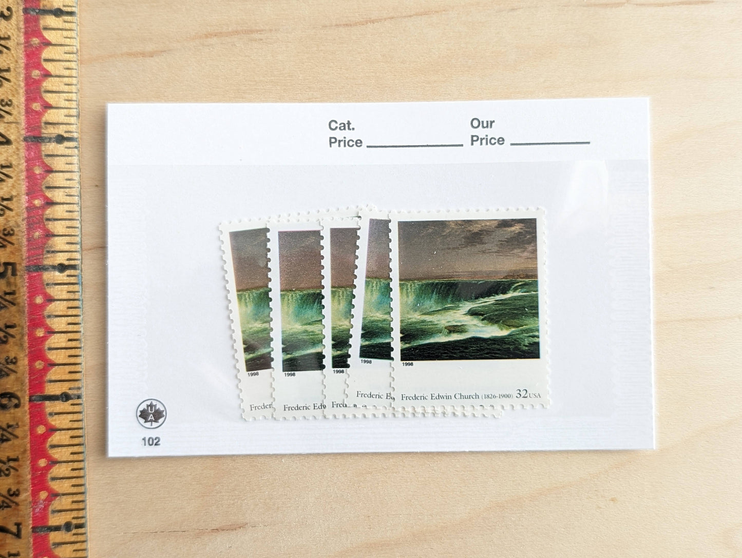 Niagara by Frederic Edwin Church, Set of 5, Vintage Unused USPS 32 Cent Postage Stamps, Four Centuries of American Art Series 1997, Gummed