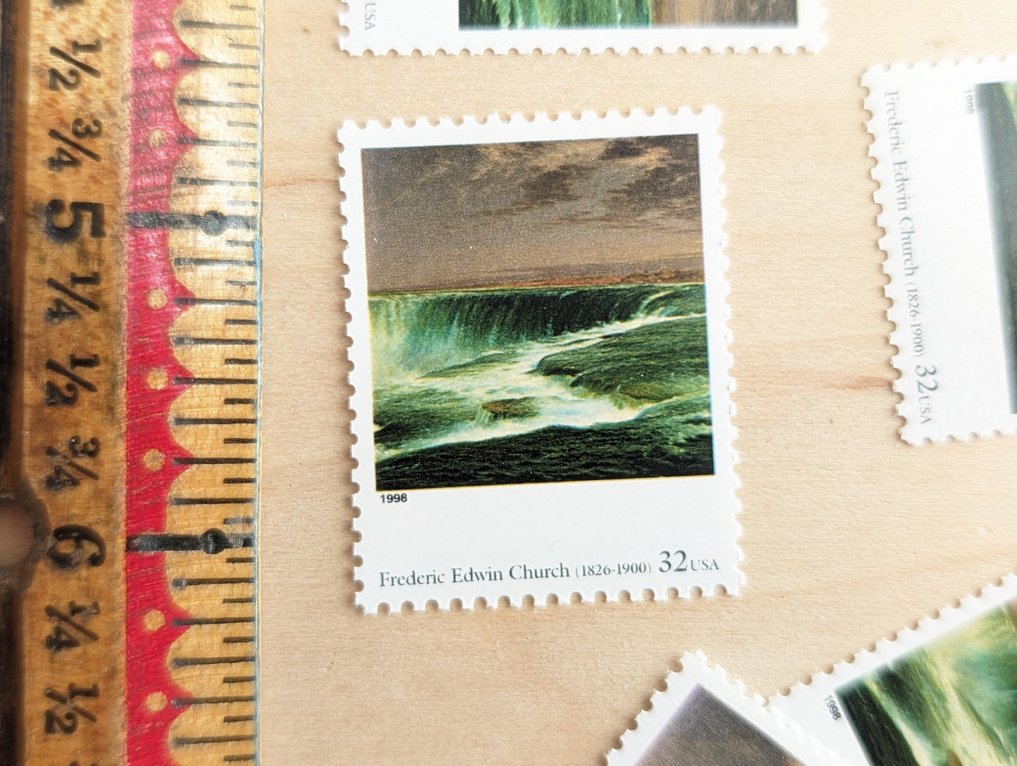 Niagara by Frederic Edwin Church, Set of 5, Vintage Unused USPS 32 Cent Postage Stamps, Four Centuries of American Art Series 1997, Gummed