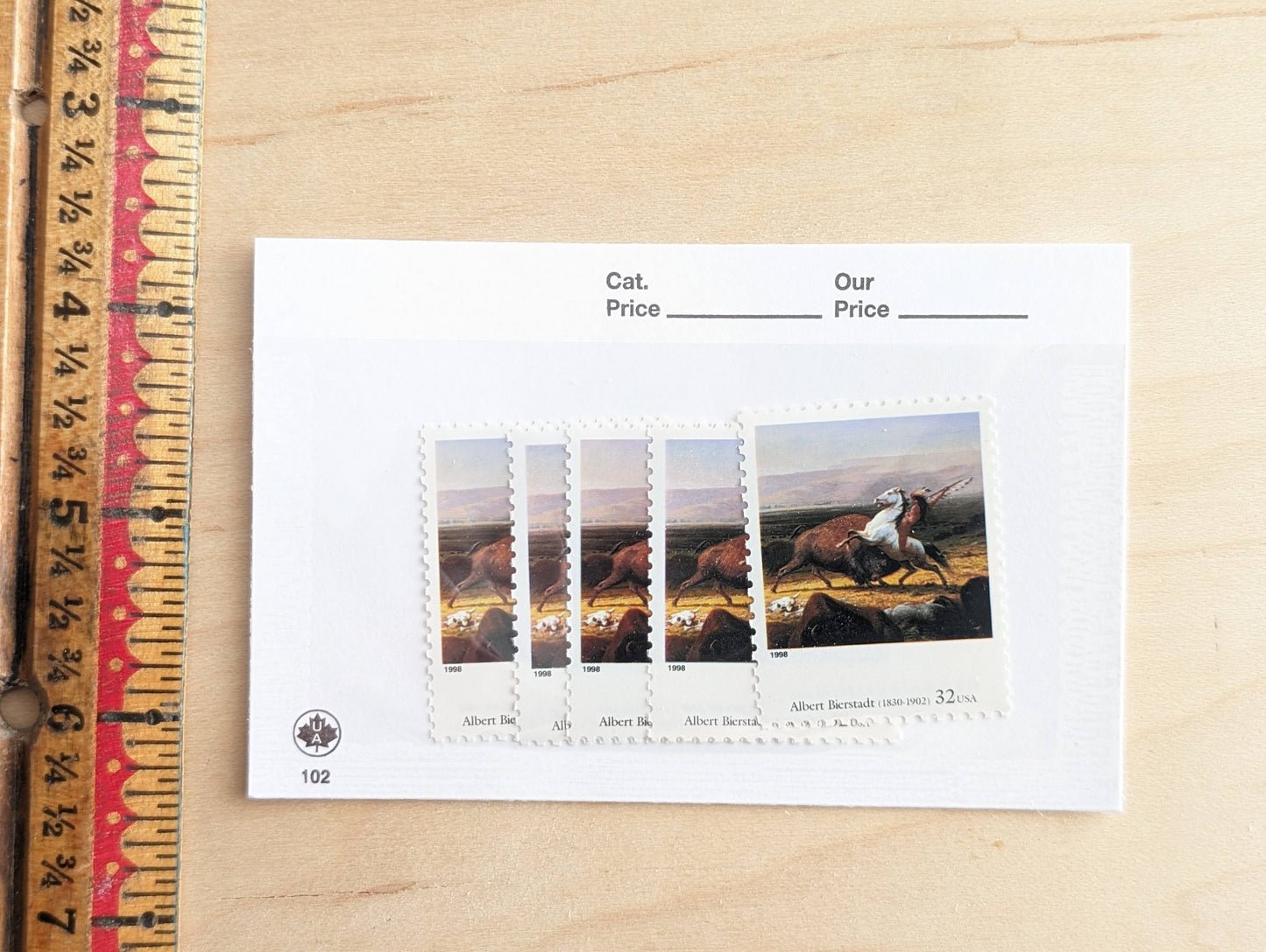 The Last of The Buffalo by Albert Bierstadt, Set of 5, Vintage Unused USPS 32 Cent Postage Stamps, Four Centuries of American Art Series 1997, Gummed