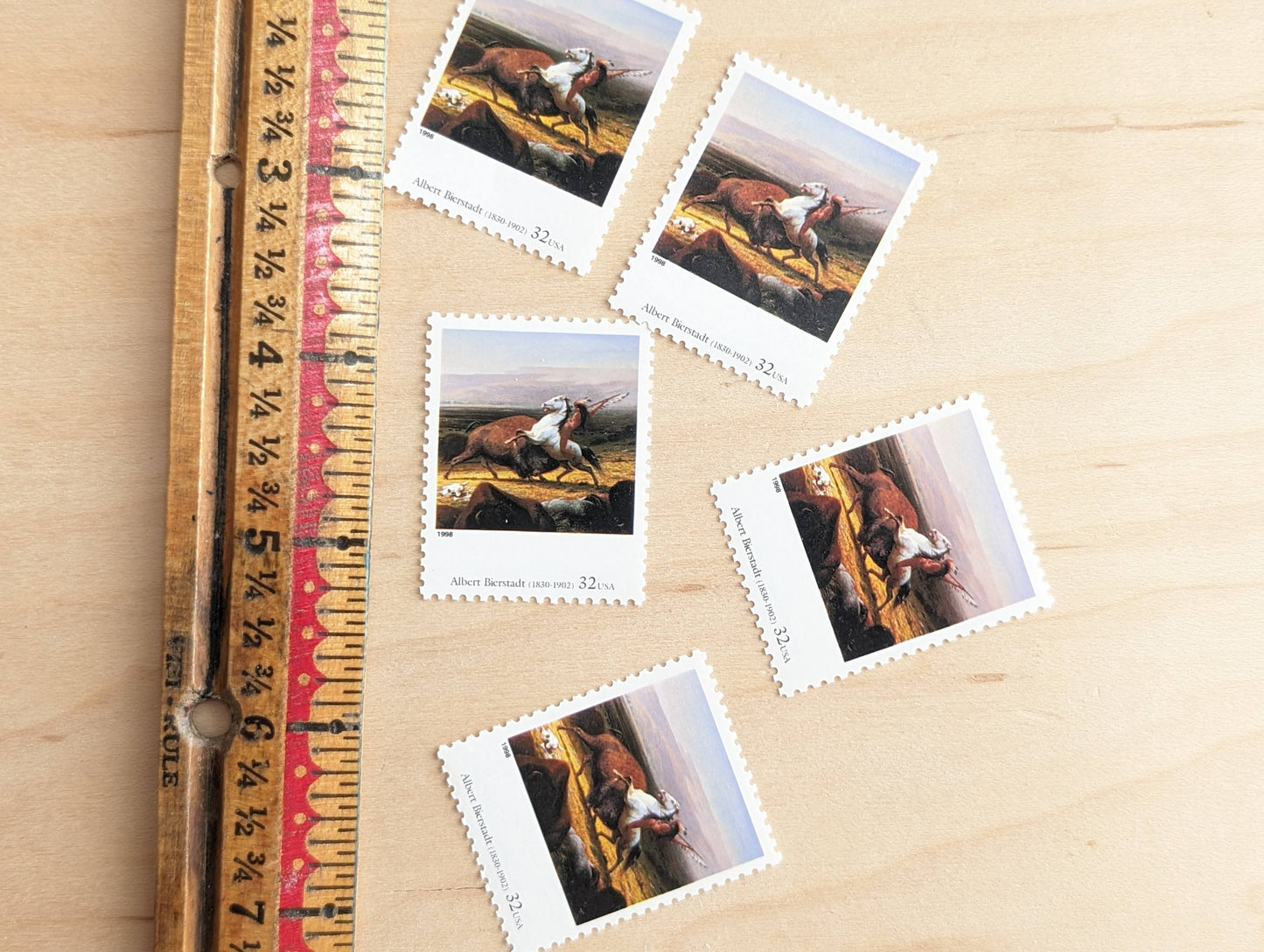The Last of The Buffalo by Albert Bierstadt, Set of 5, Vintage Unused USPS 32 Cent Postage Stamps, Four Centuries of American Art Series 1997, Gummed