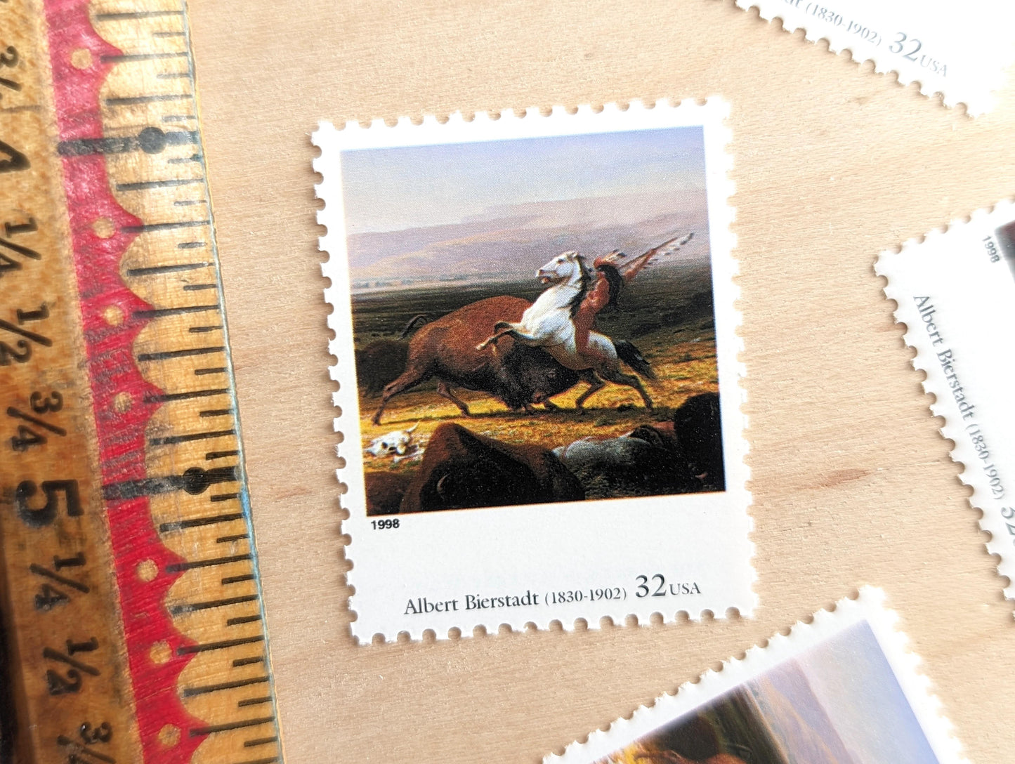 The Last of The Buffalo by Albert Bierstadt, Set of 5, Vintage Unused USPS 32 Cent Postage Stamps, Four Centuries of American Art Series 1997, Gummed
