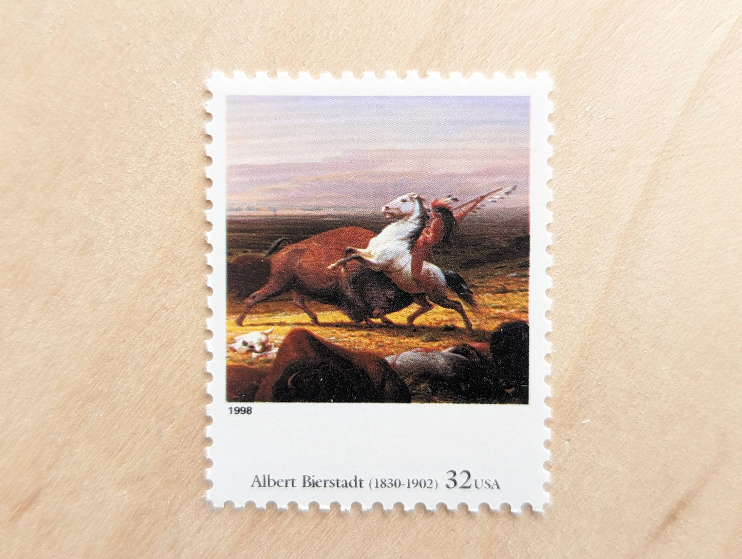 The Last of The Buffalo by Albert Bierstadt, Set of 5, Vintage Unused USPS 32 Cent Postage Stamps, Four Centuries of American Art Series 1997, Gummed