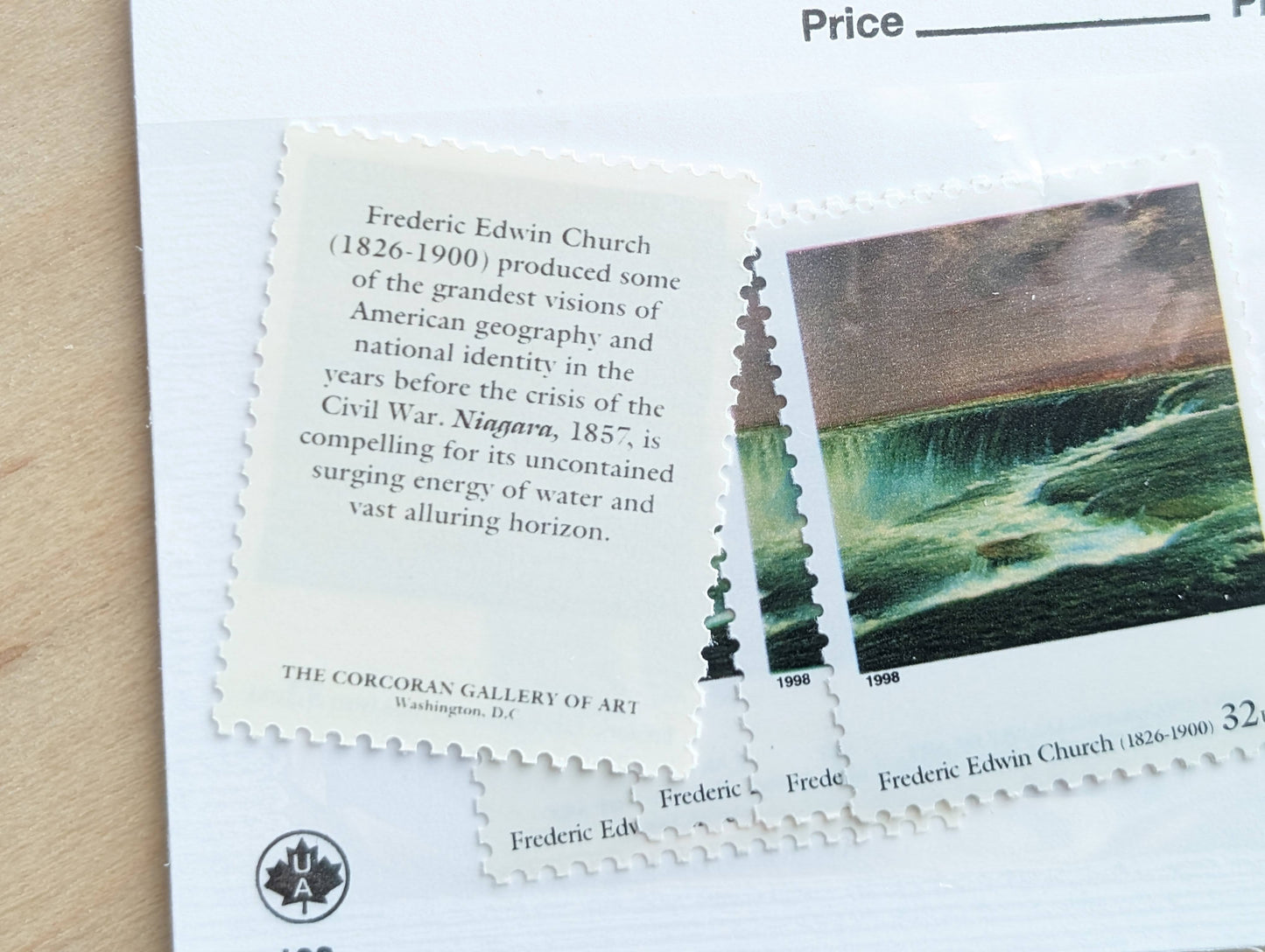 Niagara by Frederic Edwin Church, Set of 5, Vintage Unused USPS 32 Cent Postage Stamps, Four Centuries of American Art Series 1997, Gummed