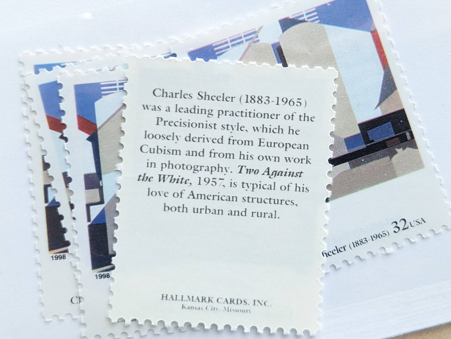 Two Against The White by Charles Sheeler, Set of 5, Vintage Unused USPS 32 Cent Postage Stamps, Four Centuries of American Art Series 1997, Gummed