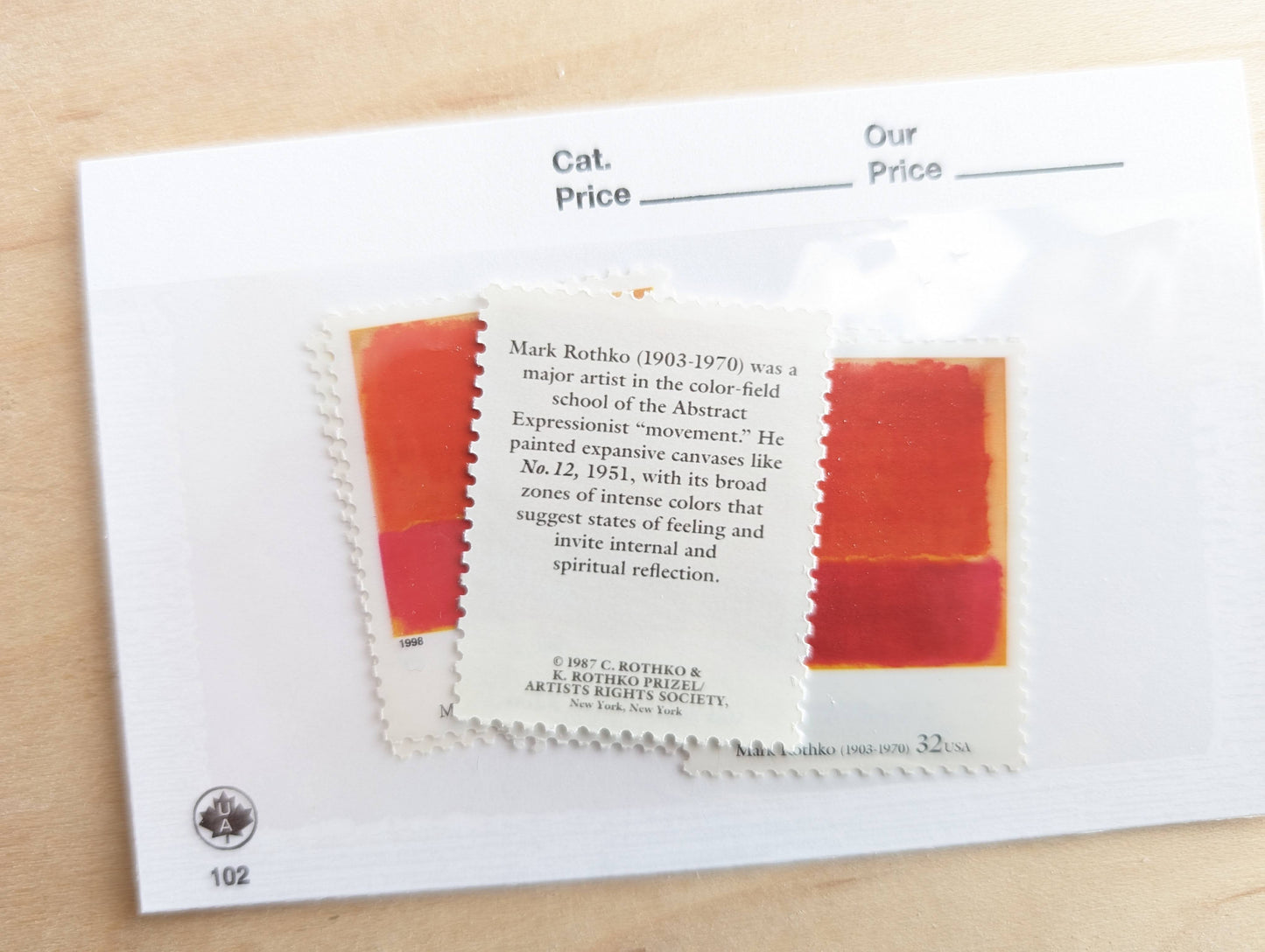 No. 12 by Mark Rothko, Set of 5, Vintage Unused USPS 32 Cent Postage Stamps, Four Centuries of American Art Series 1997, Gummed