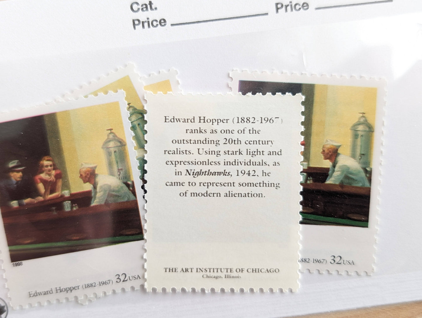 Nighthawks by Edward Hopper, Set of 5, Vintage Unused USPS 32 Cent Postage Stamps, Four Centuries of American Art, 1997, Gummed