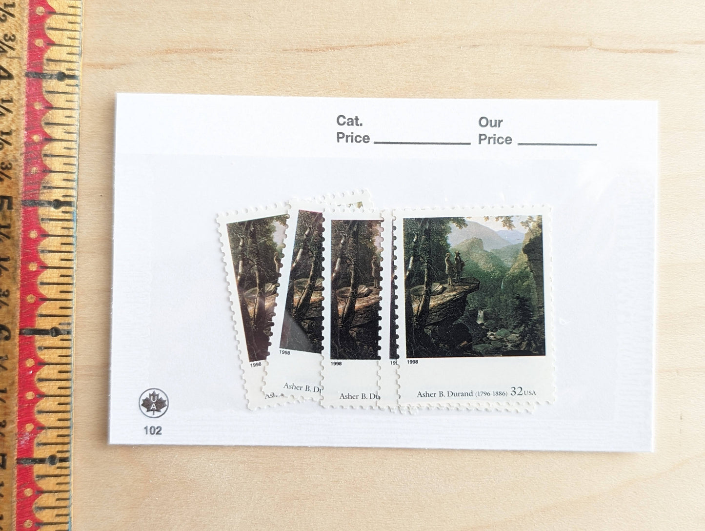 Kindred Spirits by Asher B. Durand, Set of 5, Vintage Unused USPS 32 Cent Postage Stamps, Four Centuries of American Art Series 1997, Gummed