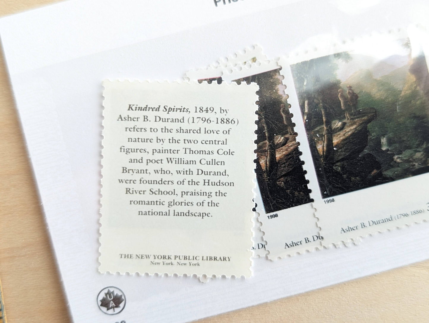 Kindred Spirits by Asher B. Durand, Set of 5, Vintage Unused USPS 32 Cent Postage Stamps, Four Centuries of American Art Series 1997, Gummed