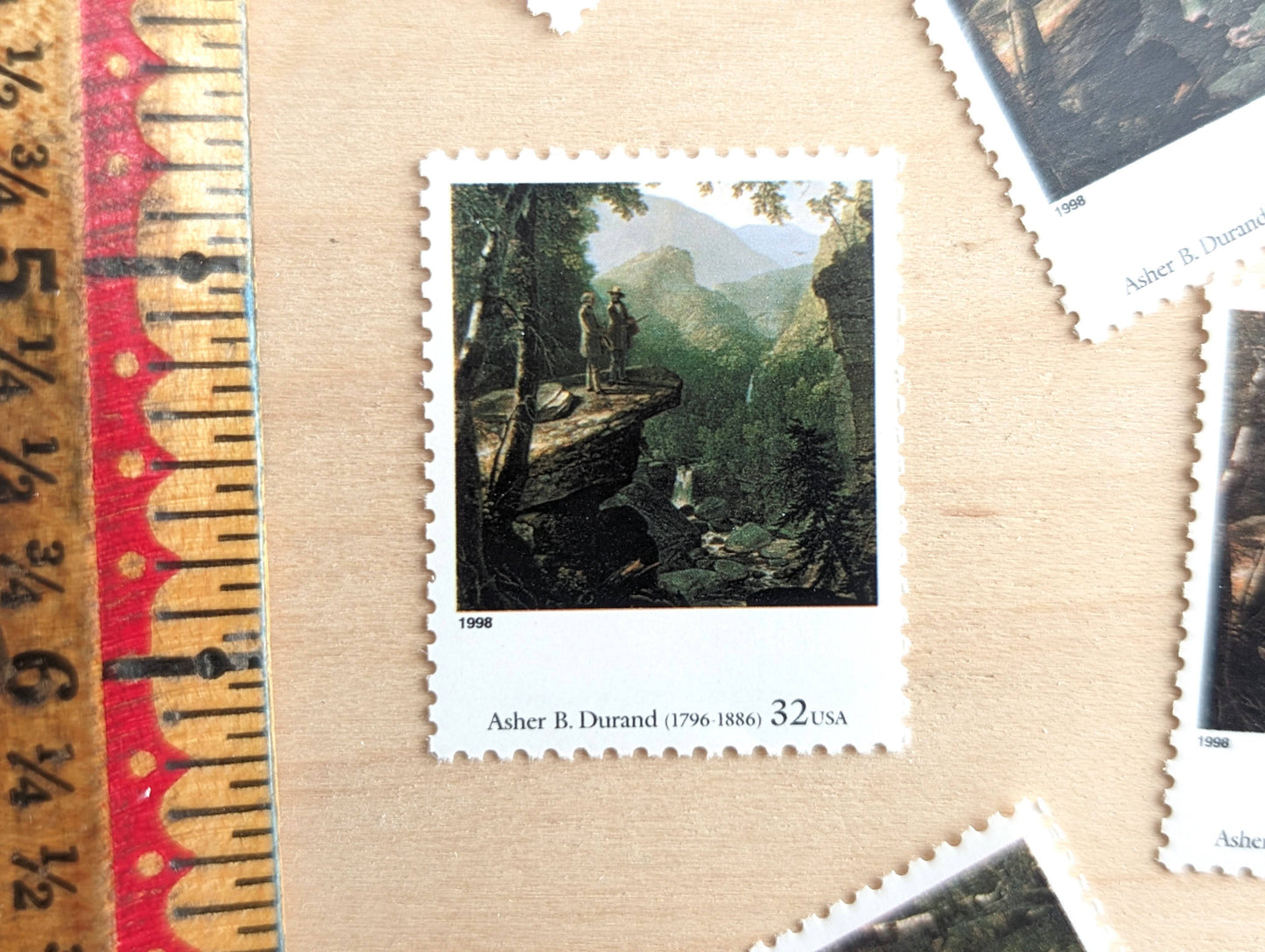 Kindred Spirits by Asher B. Durand, Set of 5, Vintage Unused USPS 32 Cent Postage Stamps, Four Centuries of American Art Series 1997, Gummed