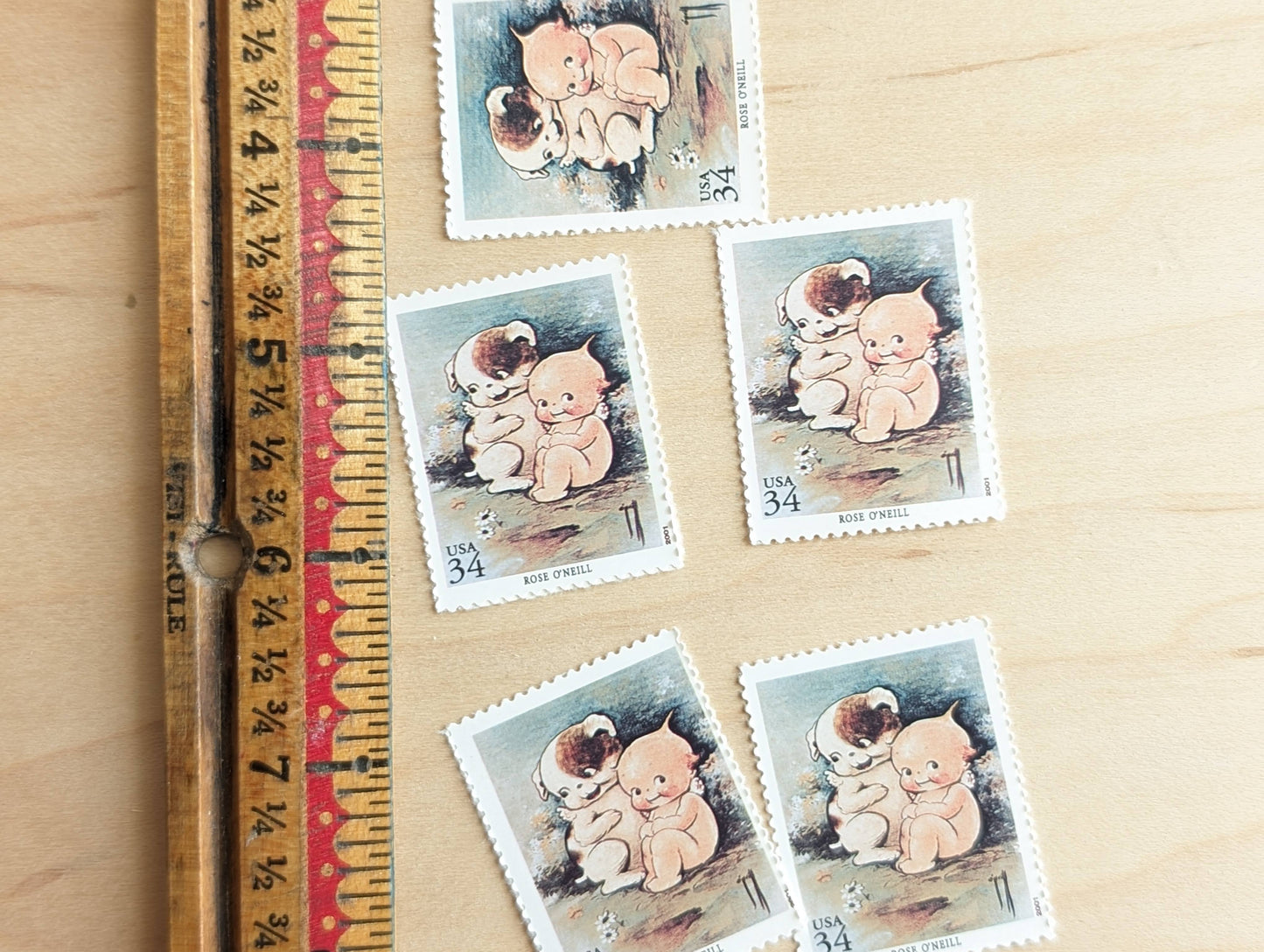 Rose O'Neill, Kewpie, Set of 5, Vintage Unused USPS 34 Cent Postage Stamps, American Illustrators Series 2000, Gummed