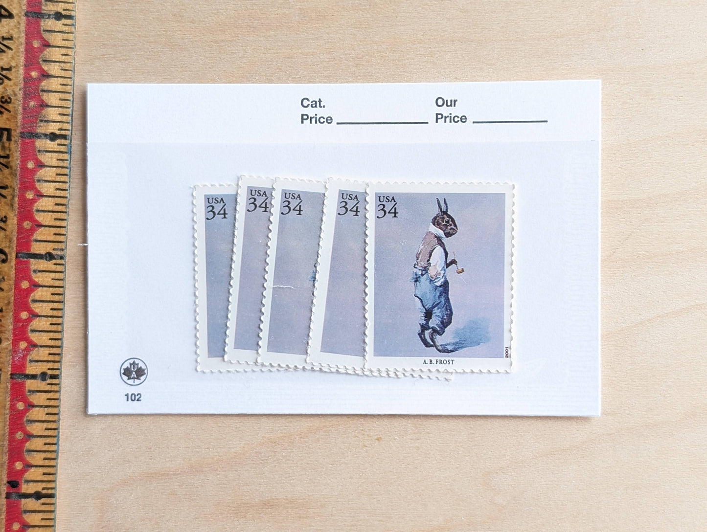 Arthur Burdett Frost, Br'er Rabbit, Set of 5, Vintage Unused USPS 34 Cent Postage Stamps, American Illustrators Series 2000, Gummed