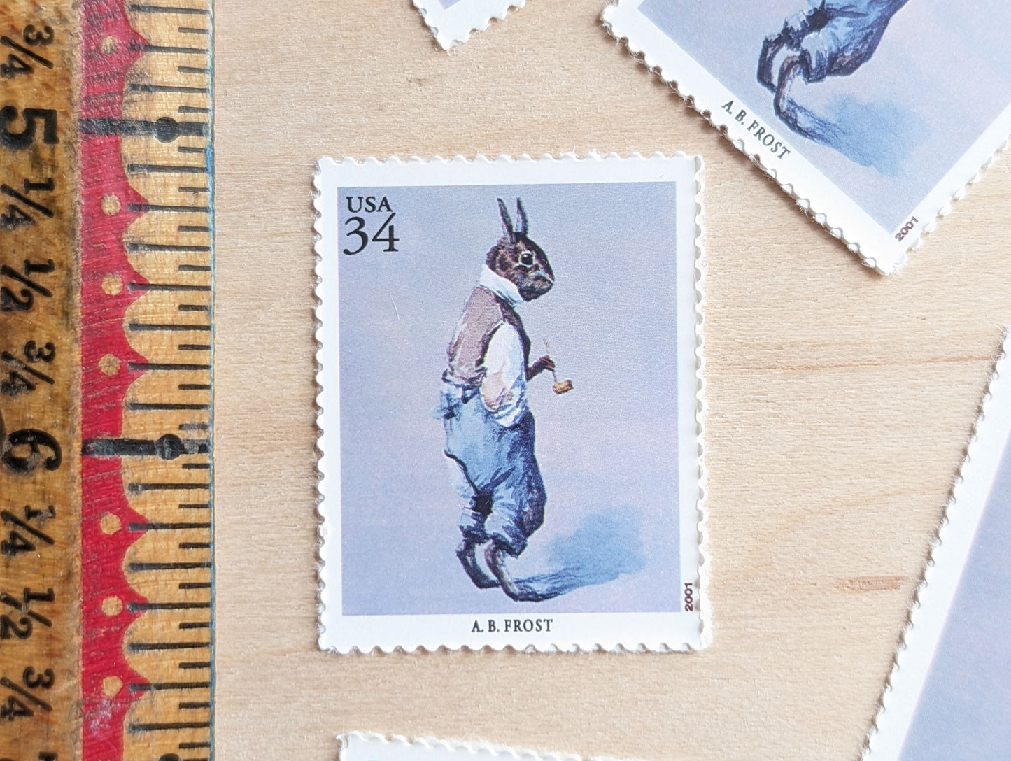 Arthur Burdett Frost, Br'er Rabbit, Set of 5, Vintage Unused USPS 34 Cent Postage Stamps, American Illustrators Series 2000, Gummed
