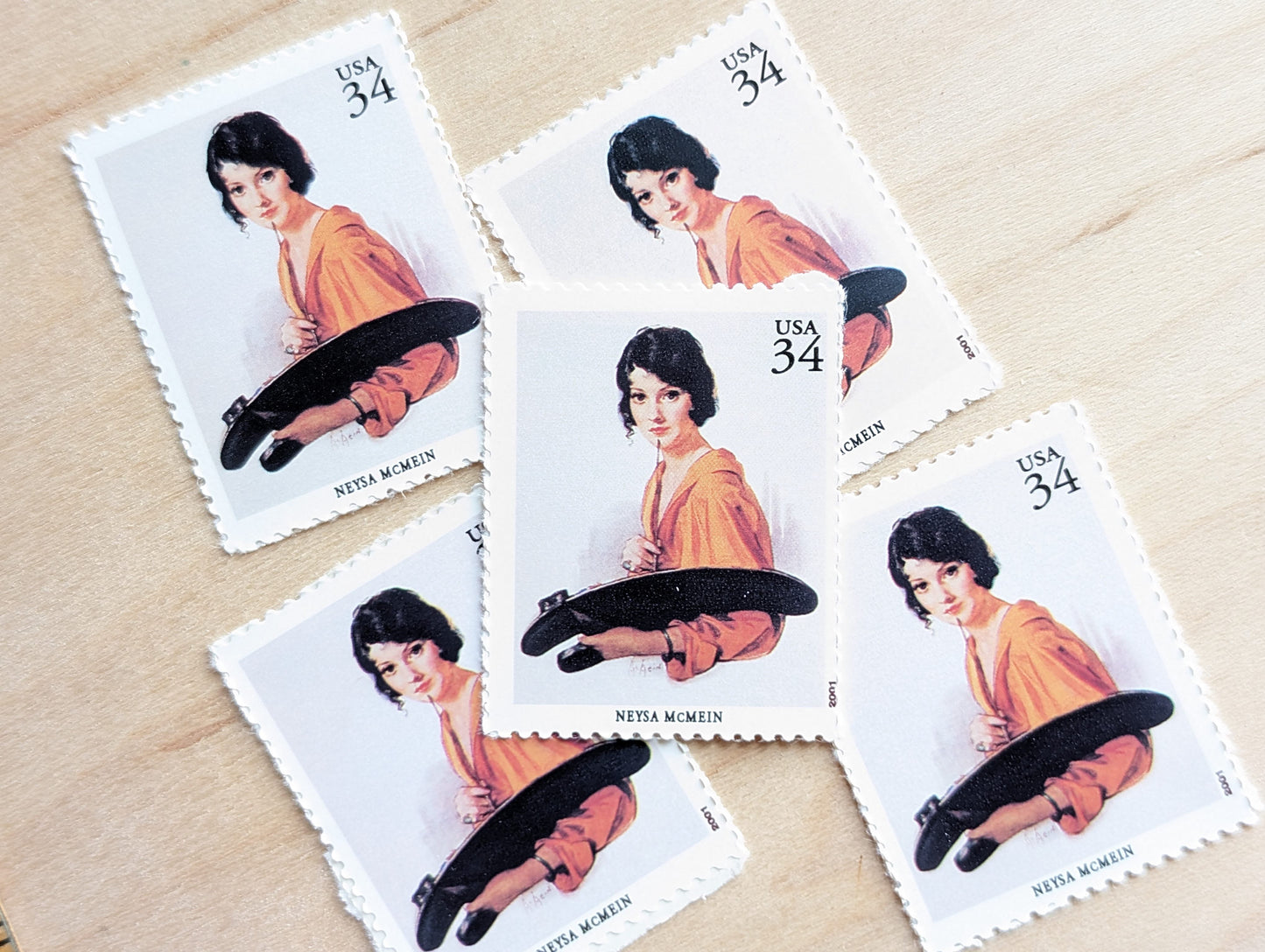 Neysa McMein, Cover of McCall's Magazine, Set of 5, Vintage Unused USPS 34 Cent Postage Stamps, American Illustrators Series 2000, Gummed